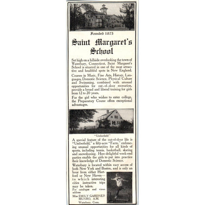 c1920 Harper's Ad - Saint Margaret's School Emily Gardner Munro Waterbury CT EA3