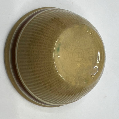 Antique HULL Pottery Brown Banded Ribbed Yellow Ware Mixing Bowl 5" Diameter TH5