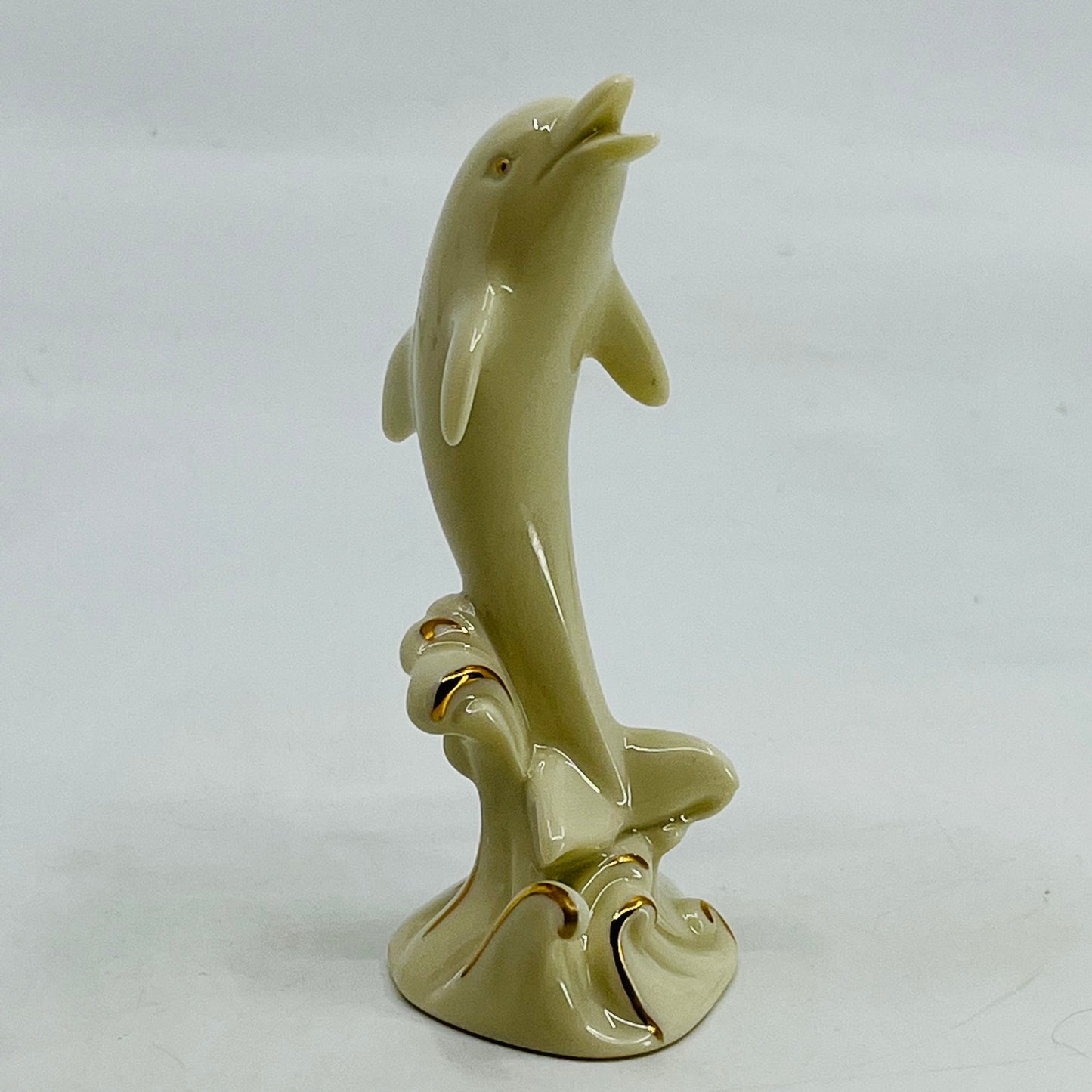 Lenox Dolphin Riding The Wave 4" Porcelain Figurine 4k Gold Accents SF4