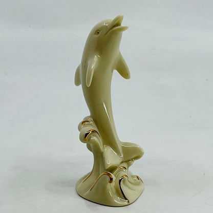 Lenox Dolphin Riding The Wave 4" Porcelain Figurine 4k Gold Accents SF4