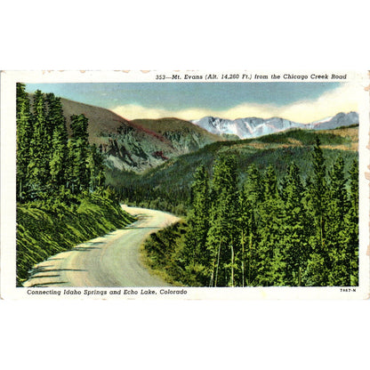 Mt. Evans Idaho Springs Echo Lake Colorado Original Postcard P1-13