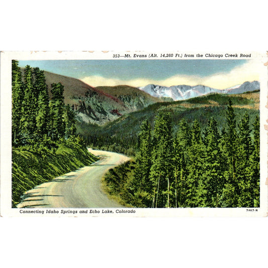 Mt. Evans Idaho Springs Echo Lake Colorado Original Postcard P1-13