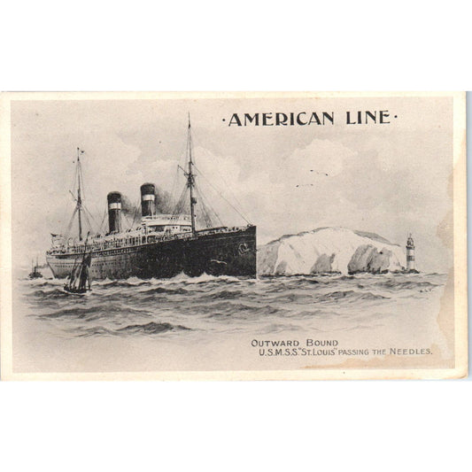 American Line USMSS St. Louis Passing the Needles Steamship - Postcard TJ9-P1