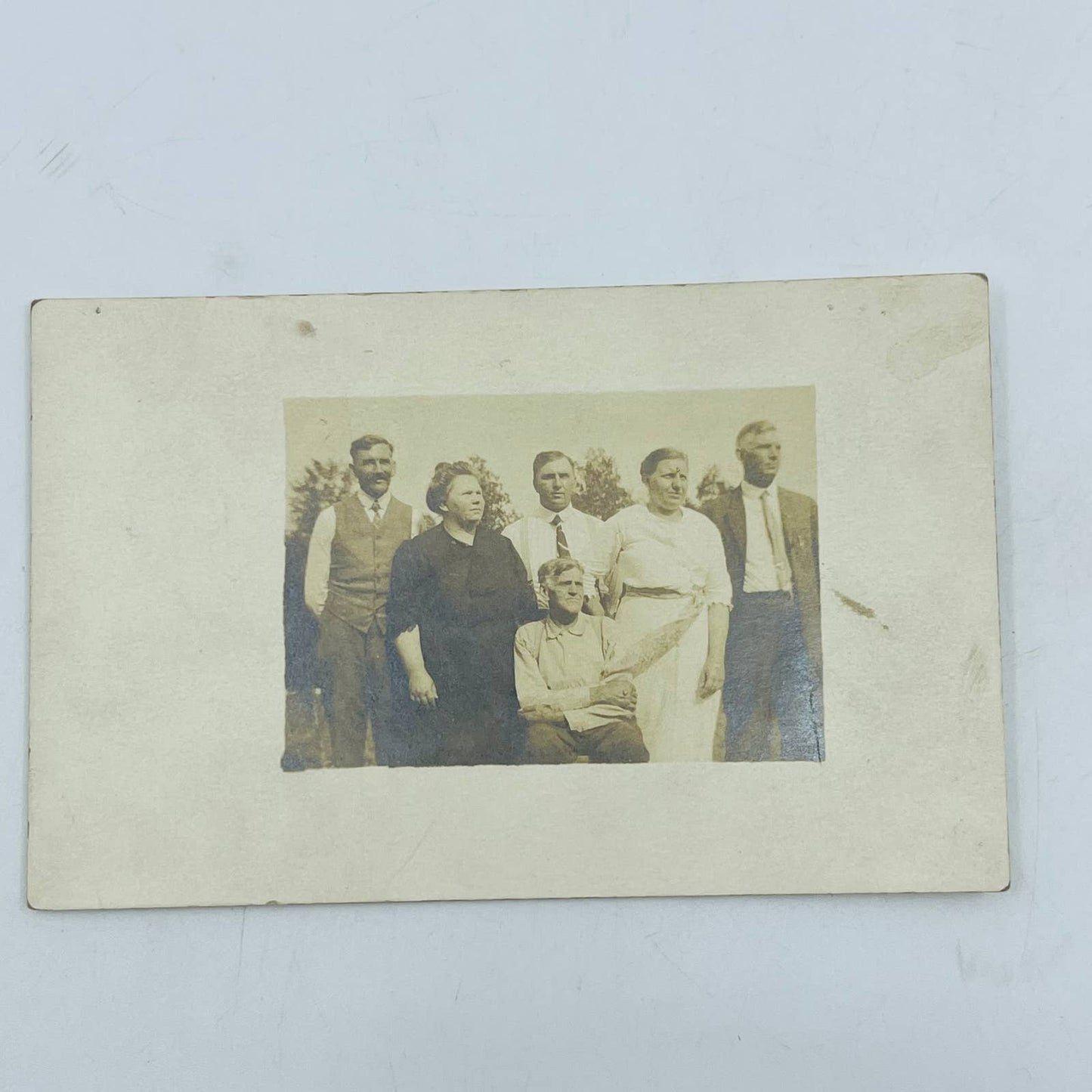 Early 1900s RPPC Family Photo Names Written on Back of Card PA9