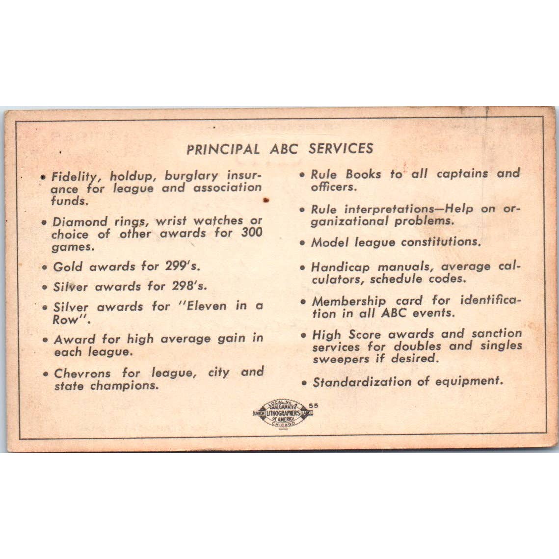 1951 American Bowling Congress Milwaukee Membership Intercity Traveling SE5-39
