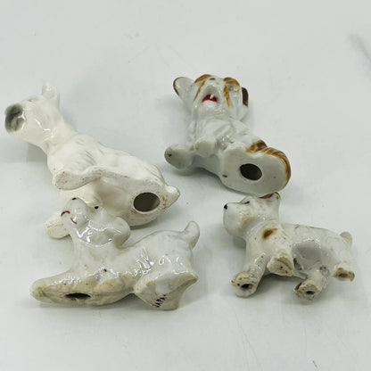 Vintage Lot of 4 Schnauzer Dog Figurines Hand Painted Ceramic 2” SA5