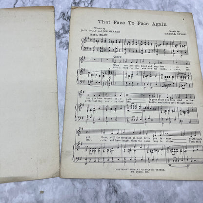 1922 That Face To Face Again Foxtrot Sheet Music Harold Dixon V41-1