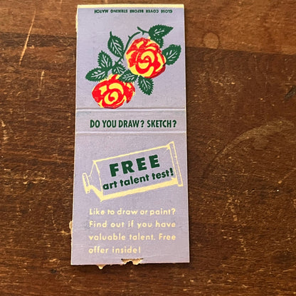 Free Art Talent Test - Roses Advertising Matchbook Cover SA9-M11