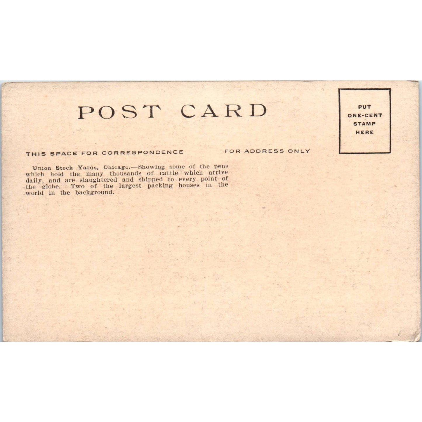 Union Stock Yards Chicago c1910 Original Postcard TK1-27