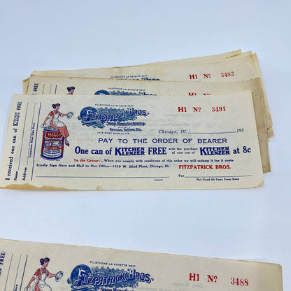 c1920 Lot of Promo Coupons Fitzpatrick Bros. Kitchen Klenzer Soap Chicago SD3