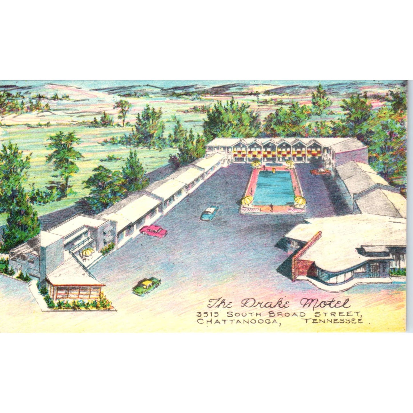 The Drake Motel Chattanooga Tennessee - Original Postcard TJ7-RP2