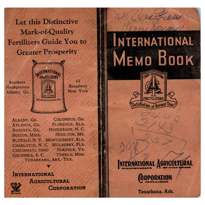 1935 Advertising Notebook International Agricultural Corporation Texarkana SE4