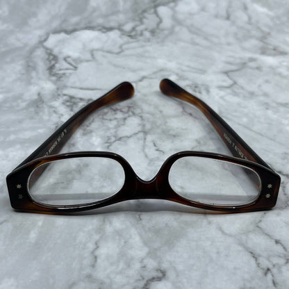 1967 Cat Eye Woman’s Eyeglasses Monogrammed Brown Tortoise Shell 5” TA9