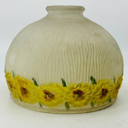 Vintage Frosted Ripple Yellow Floral Pattern Glass Lamp Shade TC7