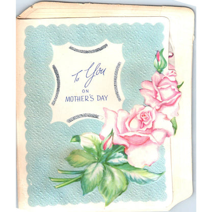 1940s American Greeting Mother's Day Card Pink Roses SF2