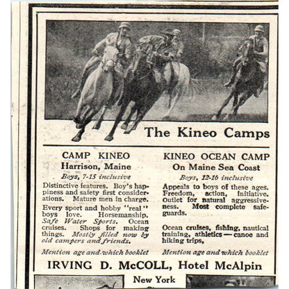 c1920 Harper's Ad Camp Idlewild John Dick Manhannock Island Winnipesaukee EA3-2
