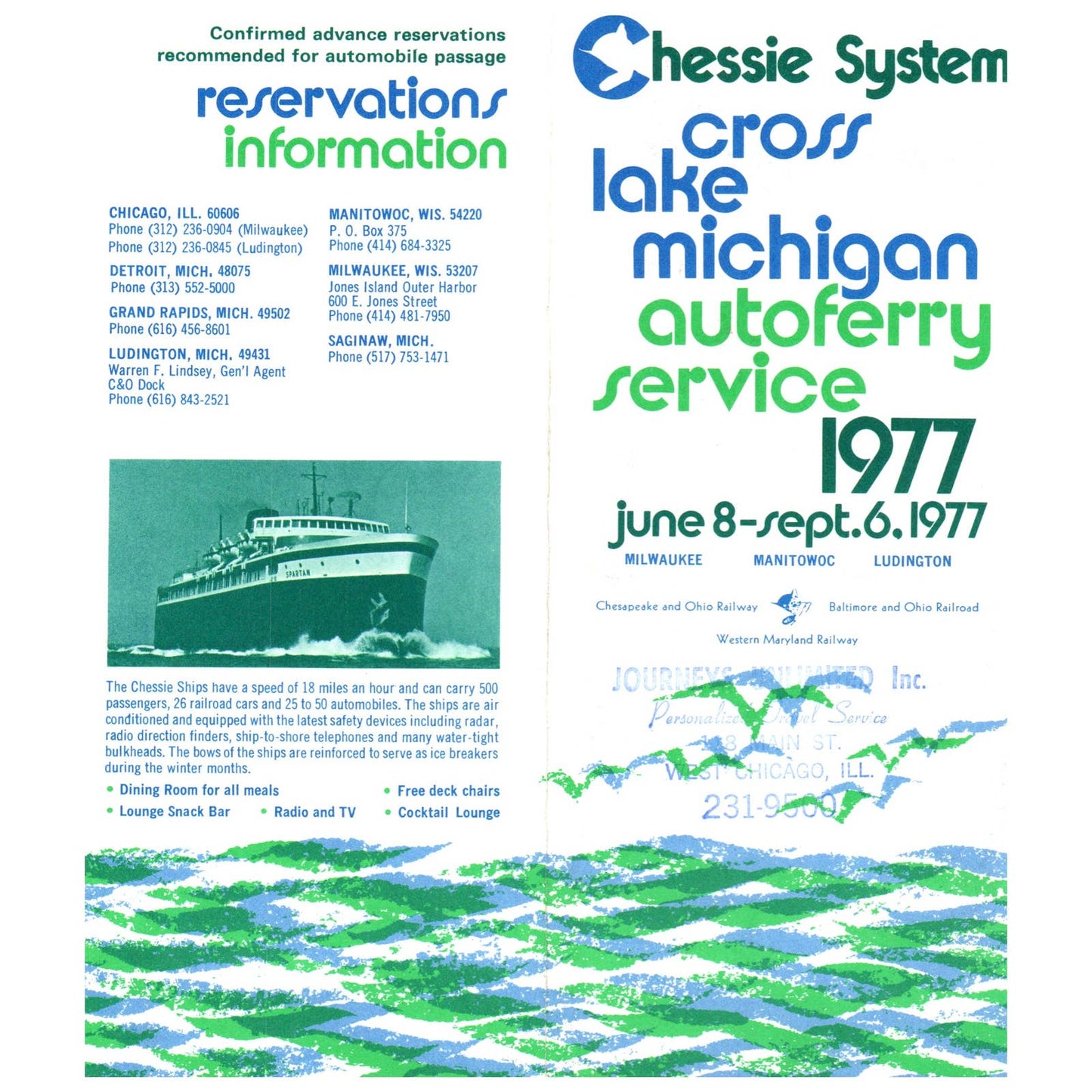 1977 Chessie System Railway Cross Lake Michigan Autoferry Service Brochure SE4
