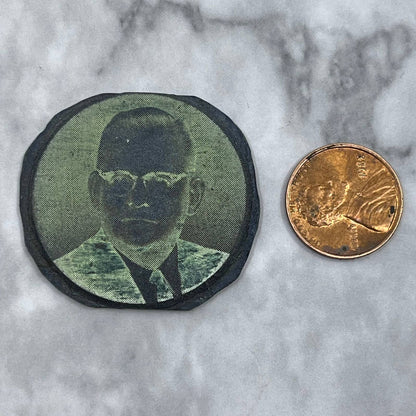 Vintage Letterpress Printers Block Plate Man With Horn Rim Glasses SE834