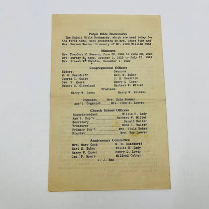 1942 Trinity Reformed Church 30th Anniversary Program Biglerville PA D3