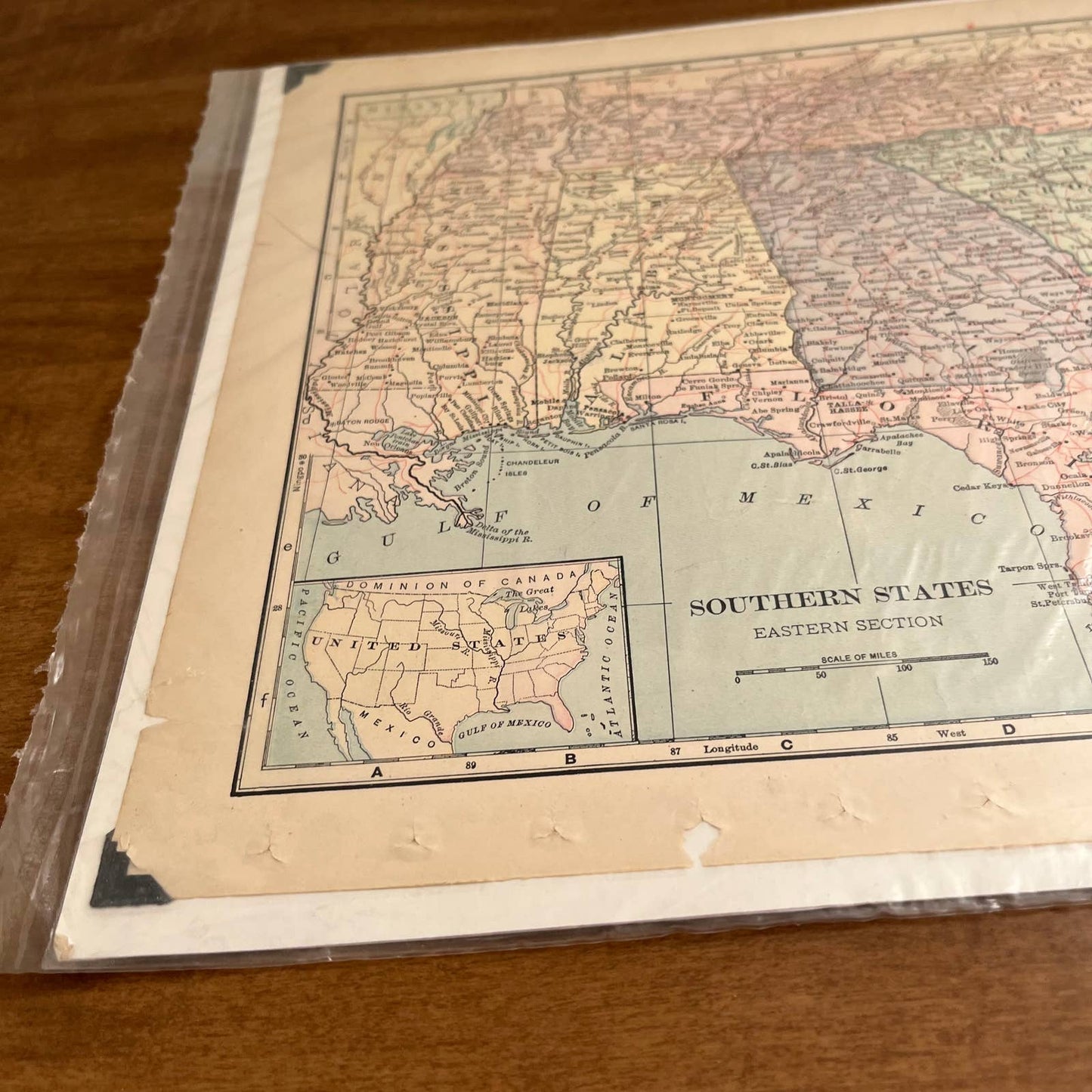 Antique 1903 Map of SOUTHERN STATES USA Color 10 x 12” FL5