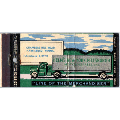 Helm's Motor Express Harrisburg PA Advertising Matchbook Cover SA1-M10