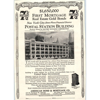 American Bond and Mortgage Co - First Mortgage - 1921 Original Ad TJ7-L