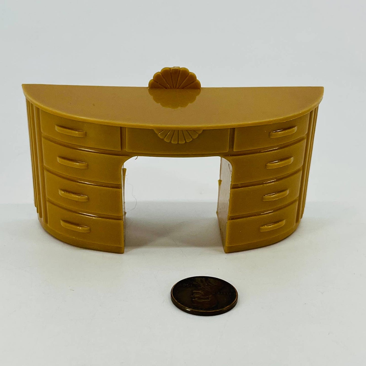 1950s MCM Dollhouse Furniture Celluloid Tan Desk Vanity TD6