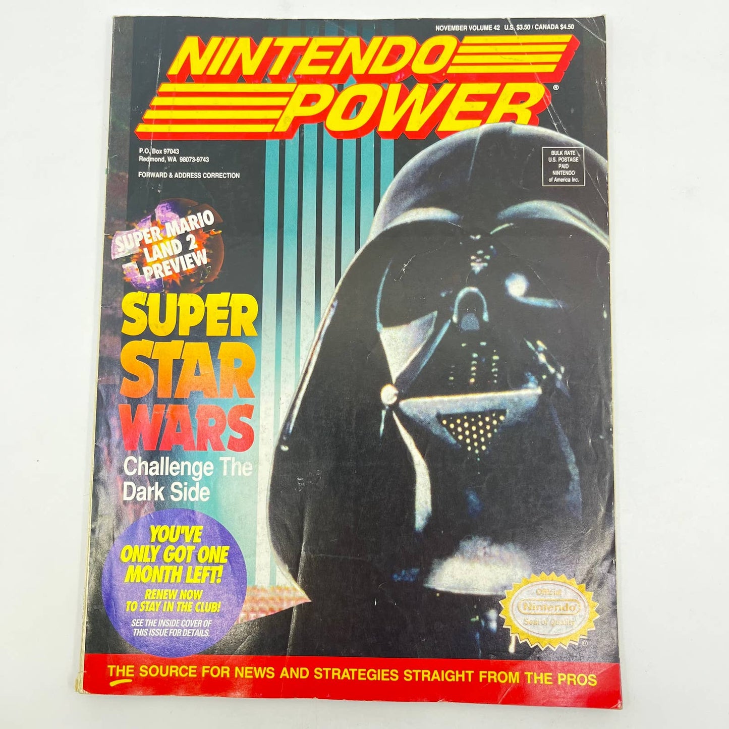 Nintendo Power Volume 42 Super Star Wars Magazine November 1992 W/ Poster TE9