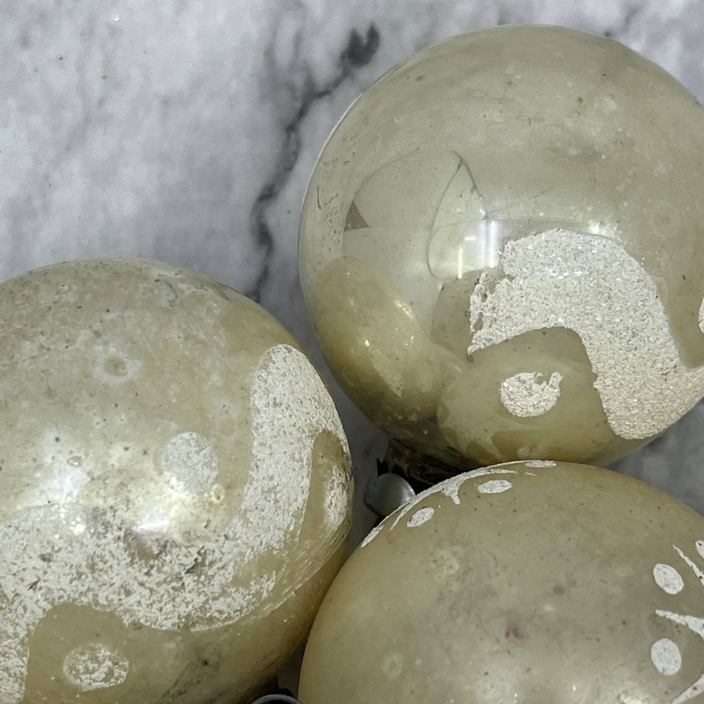 Shiny Brite 8 Vintage 2 1/4" Mercury Glass Ornaments White Silver OT1