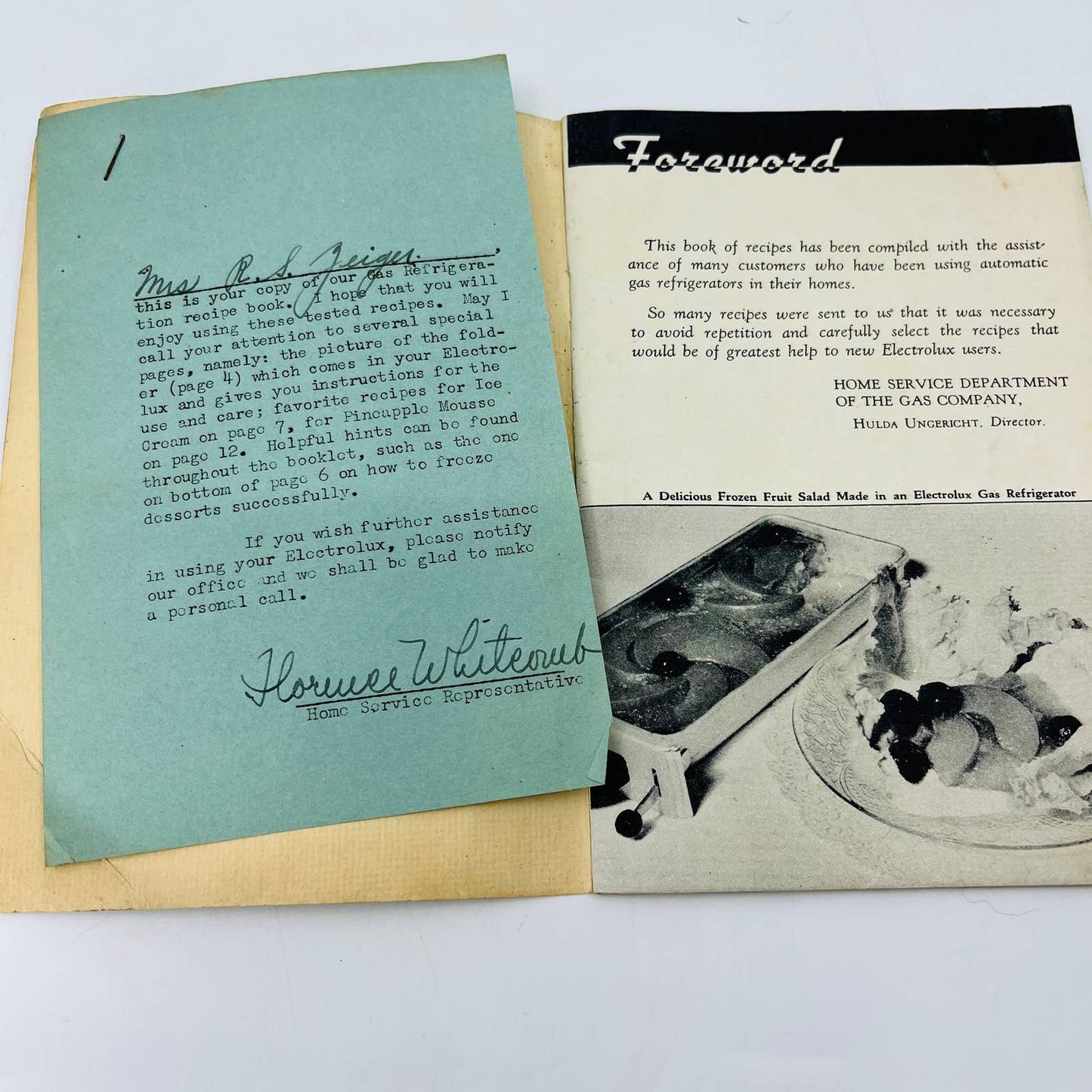 1920s Servel Electrolux Gas Refrigeration Recipe Booklet Cookbook BA3