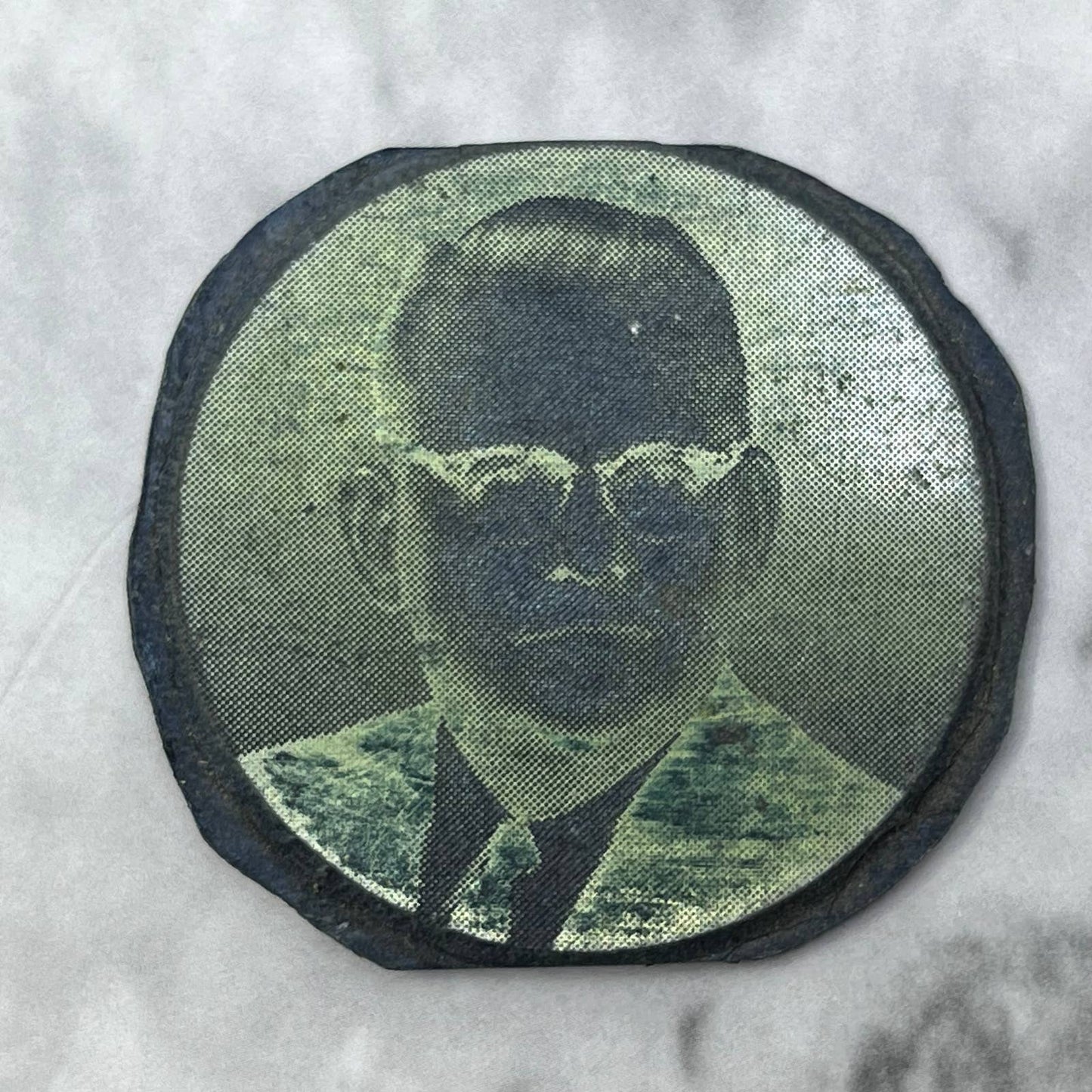 Vintage Letterpress Printers Block Plate Man With Horn Rim Glasses SE834