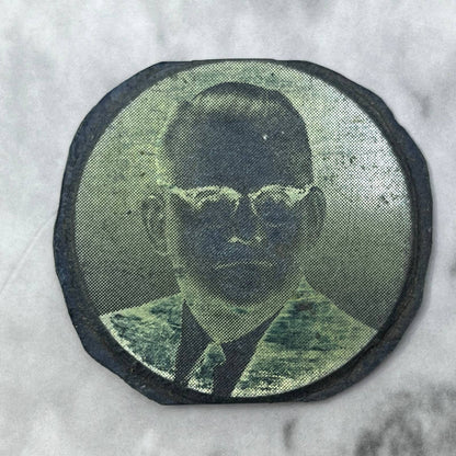 Vintage Letterpress Printers Block Plate Man With Horn Rim Glasses SE834