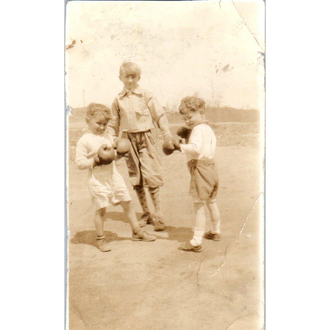 c1930 Original Photograph Little Boys Boxing Bill Lavage JR Tobin 2x4 AD8-P17