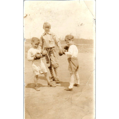 c1930 Original Photograph Little Boys Boxing Bill Lavage JR Tobin 2x4 AD8-P17