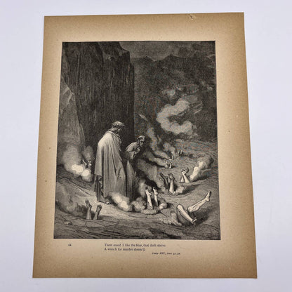 Original 1880s Gustave Dore Engraving Divine Comedy The Simonists FL4