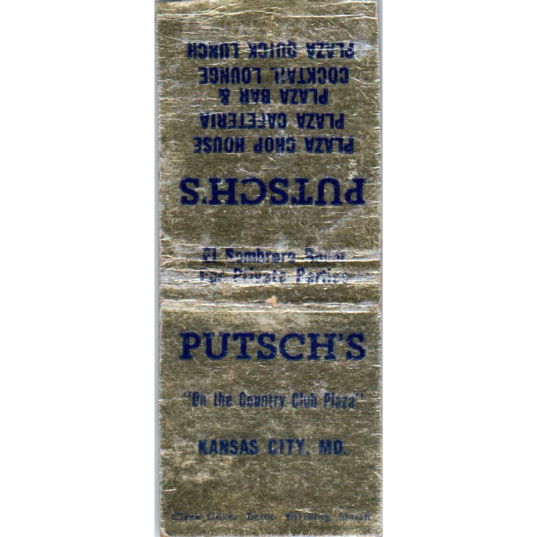 Putsch's on the Country Club Plaza Kansas City MO Advertising Matchbook SA9-M5