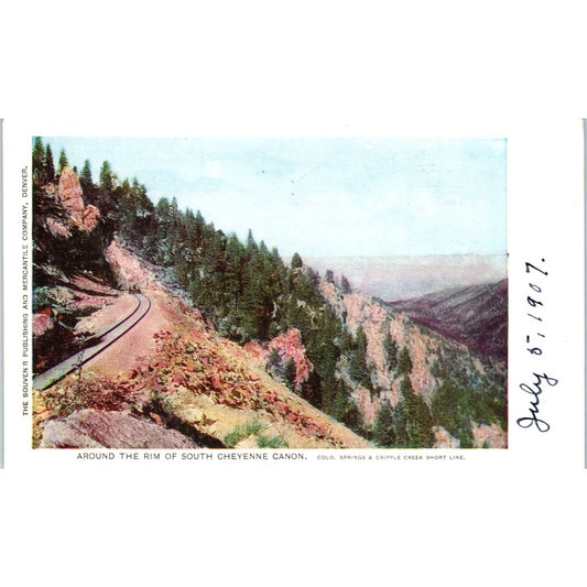Around the Rim of South Cheyenne Canon 1907 Colorado Original Postcard TK1-29
