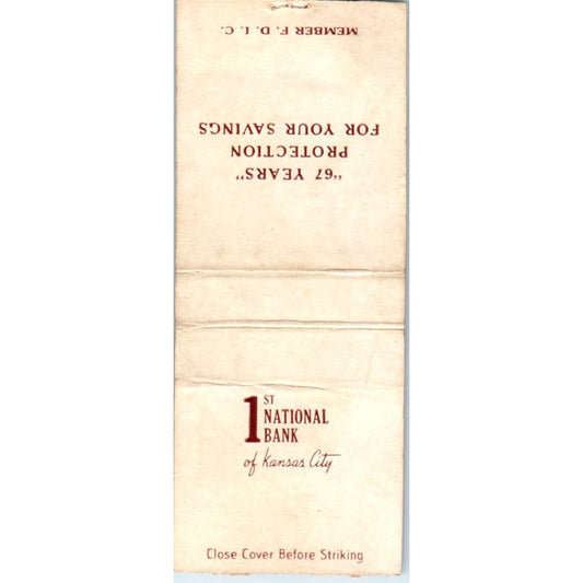 First National Bank of Kansas City Advertising Matchbook Cover SA9-M1