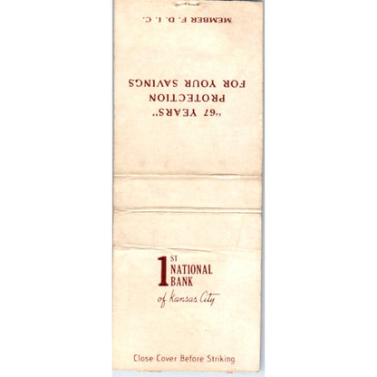 First National Bank of Kansas City Advertising Matchbook Cover MM9-5