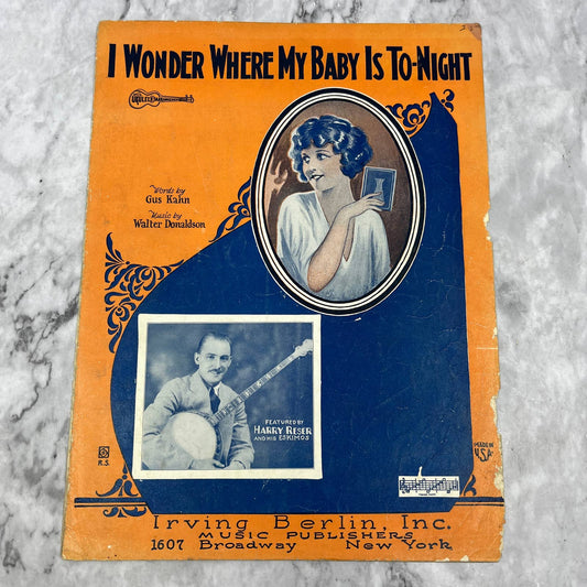 I Wonder Where My Baby Is Tonight Irving Berlin 1925 Sheet Music TK2-SM3