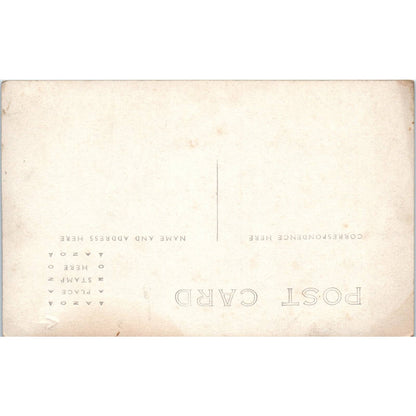 Antique Postcard RPPC Railroad Tracks Running Through City Near Barn c1910 SE8