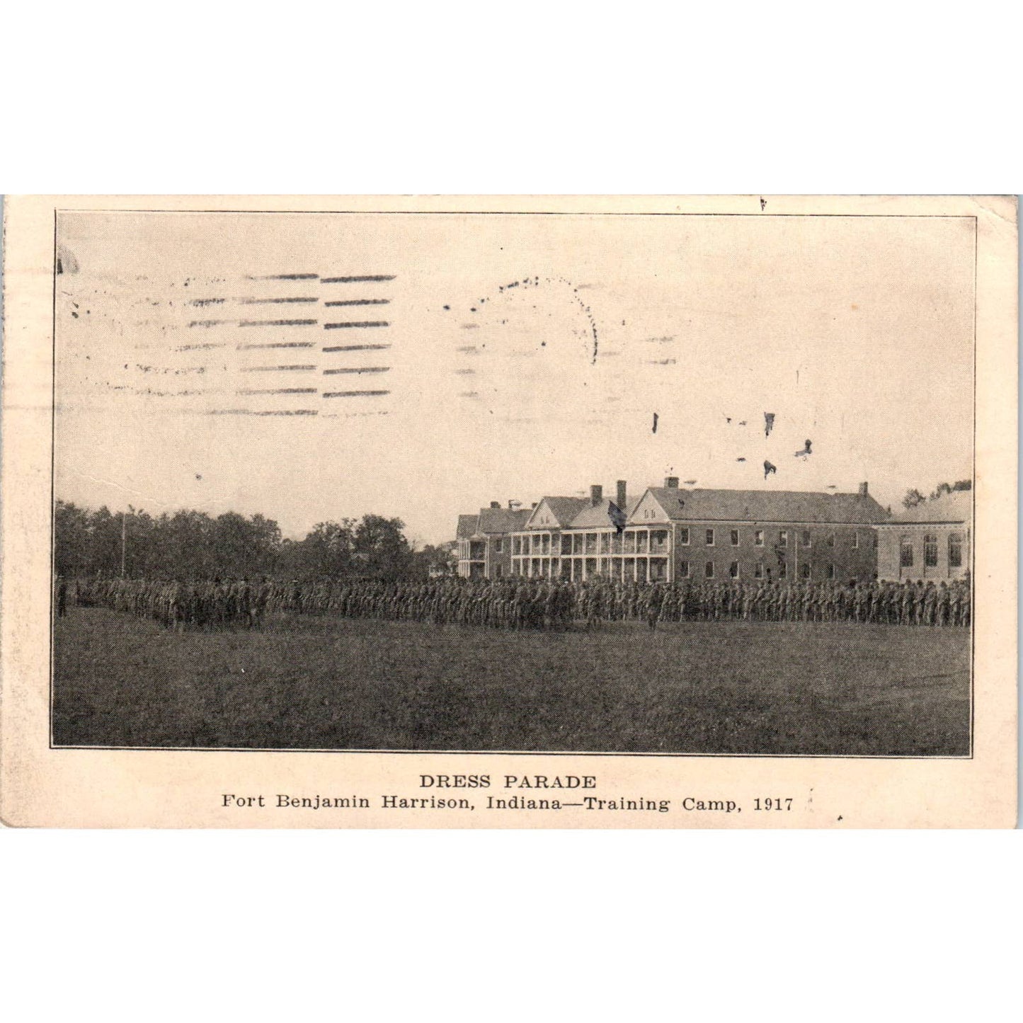 Dress Parade Ft Benjamin Harrison 1917 - Original RPPC Postcard TJ7-RP1
