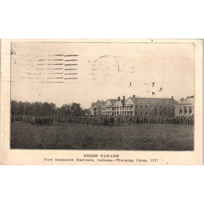 Dress Parade Ft Benjamin Harrison 1917 - Original RPPC Postcard TJ7-RP1