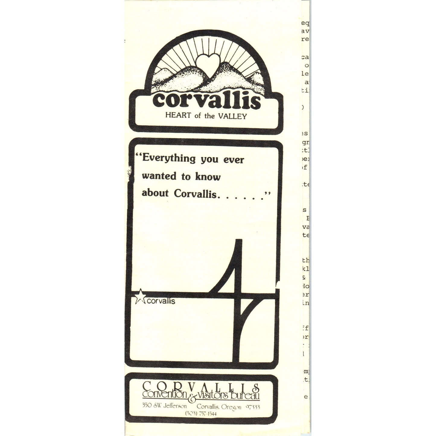 1980s Corvallis Oregon Information for New Residents Fold Out Brochure TH2-SF2