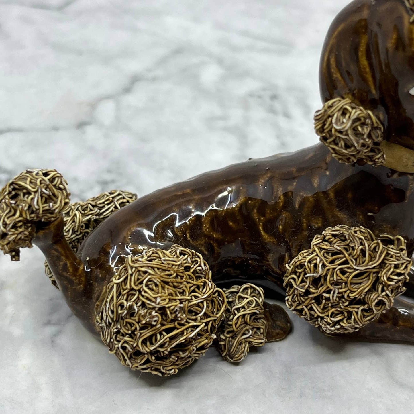 1950s Brown Spaghetti Poodle Dog Porcelain 4x3 TJ1