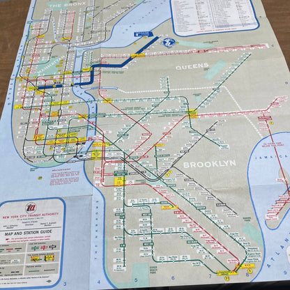 1965 New York World’s Fair Subway Map Double Sided Fold Out 15x19 Brochure A7