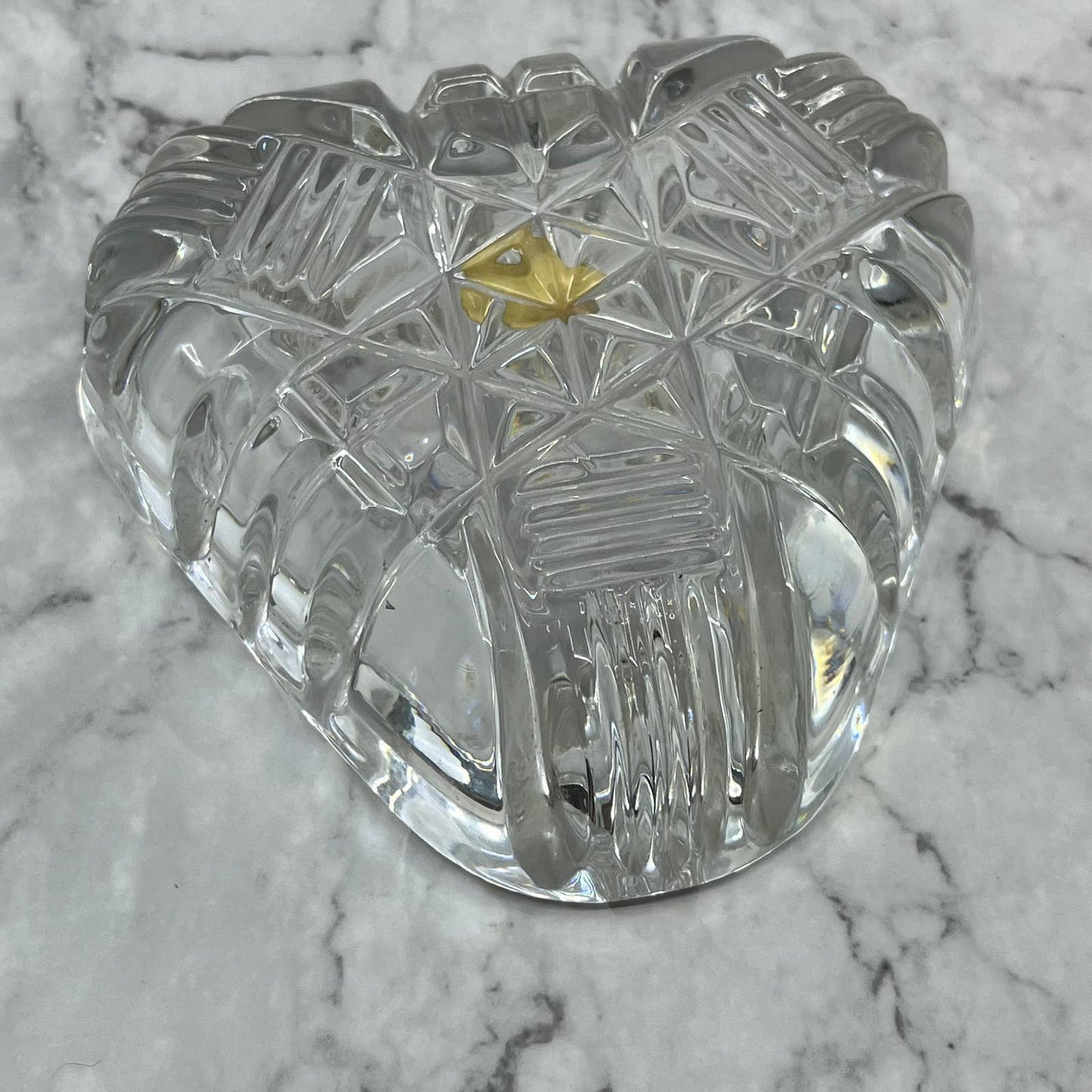 Vintage Kristaluxus Heavy Lead Crystal Ashtray With Star Pattern 5" TD6