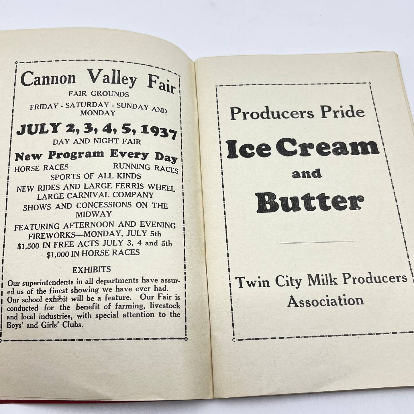 1937 Cannon Valley Agricultural Assn Fair Premium List Book Cannon Falls MN TF7