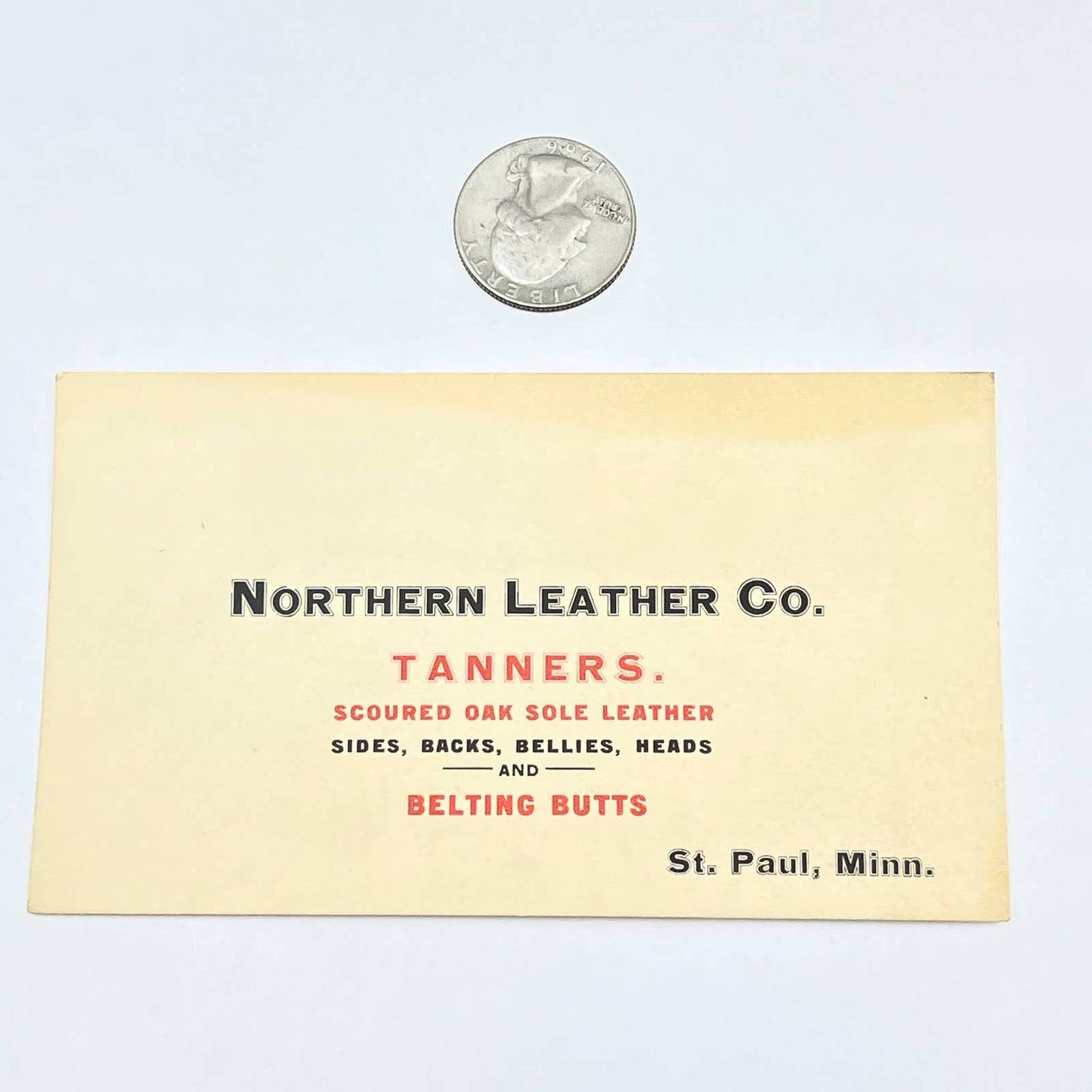 c1900 Trade Card Northern Leather Co  Tanners Oak Sole Leather St. Paul MN AC2