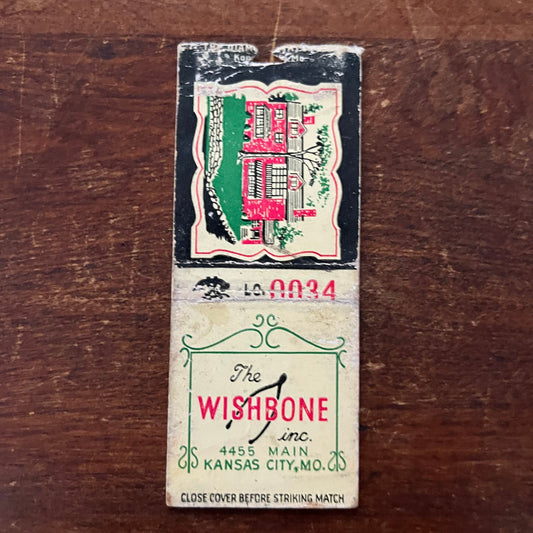 The Wishbone Restaurant Kansas City MO Advertising Matchbook Cover SB3-M2